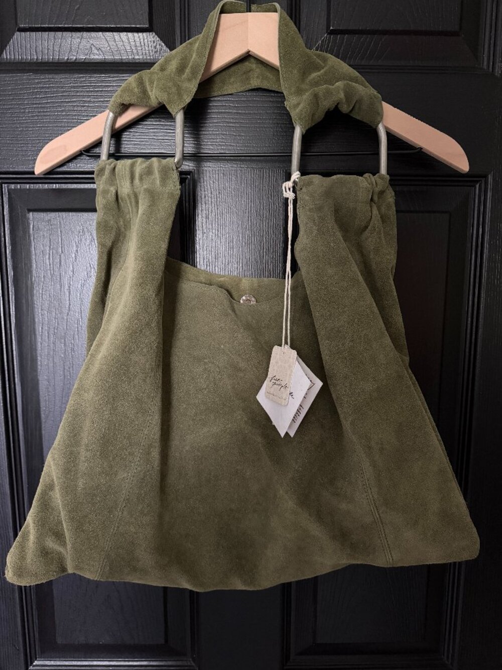 NWT Free People Suede Sling Shoulder Bag Dark Green